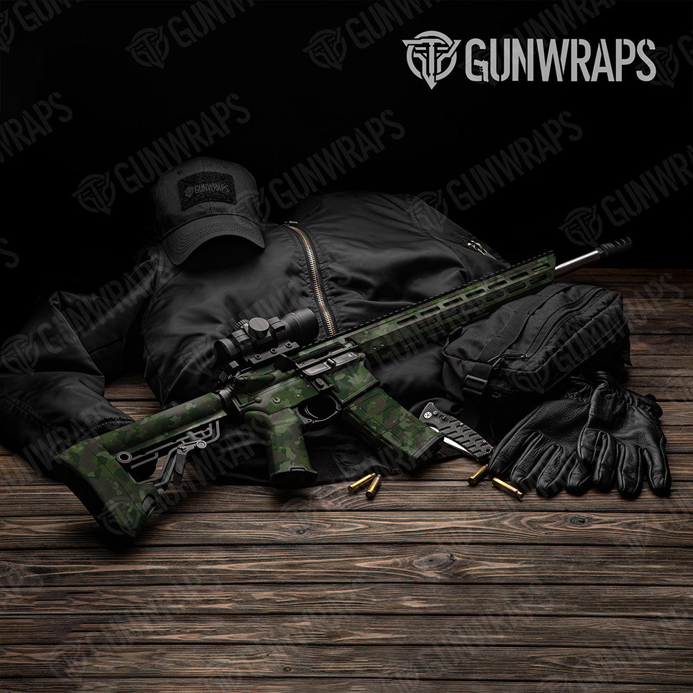 AR 15 Cumulus Army Dark Green Camo Gun Skin Vinyl Wrap