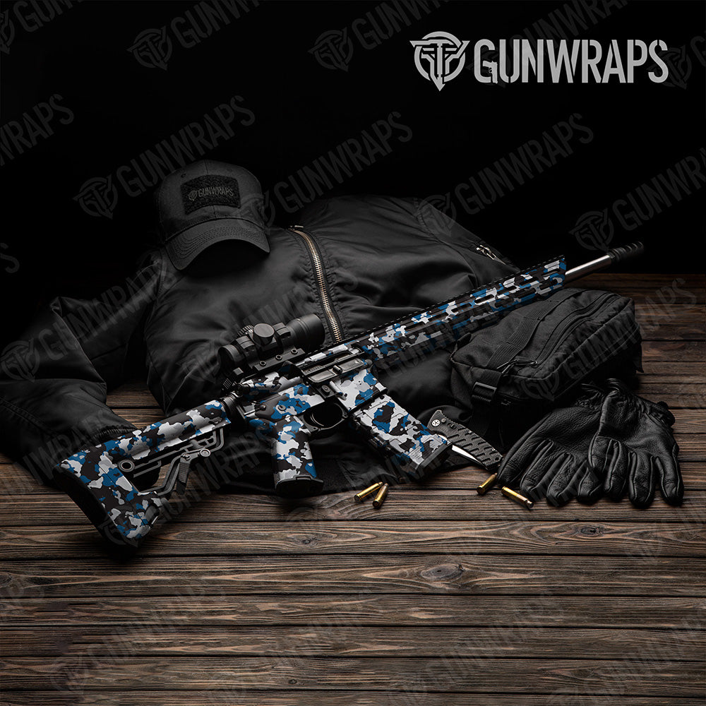 AR 15 Cumulus Blue Tiger Camo Gun Skin Vinyl Wrap