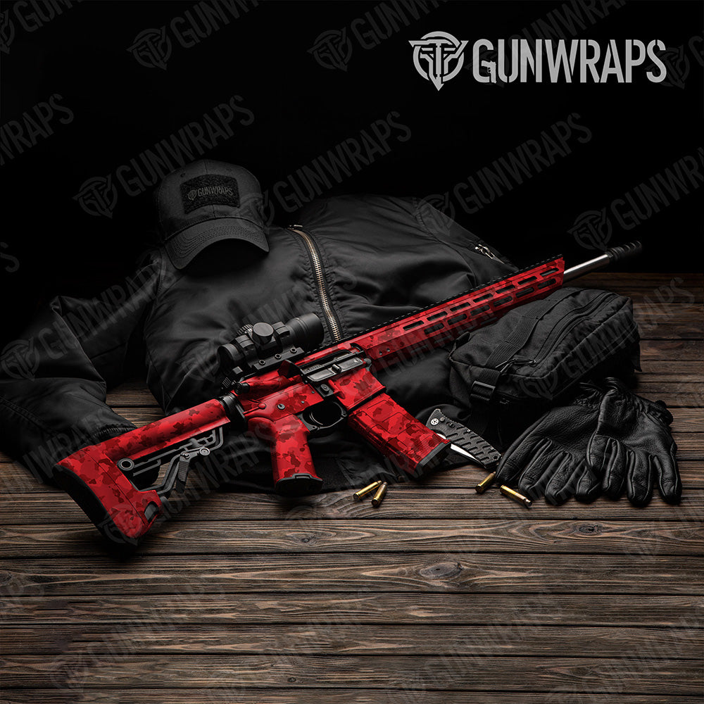 AR 15 Cumulus Elite Red Camo Gun Skin Vinyl Wrap