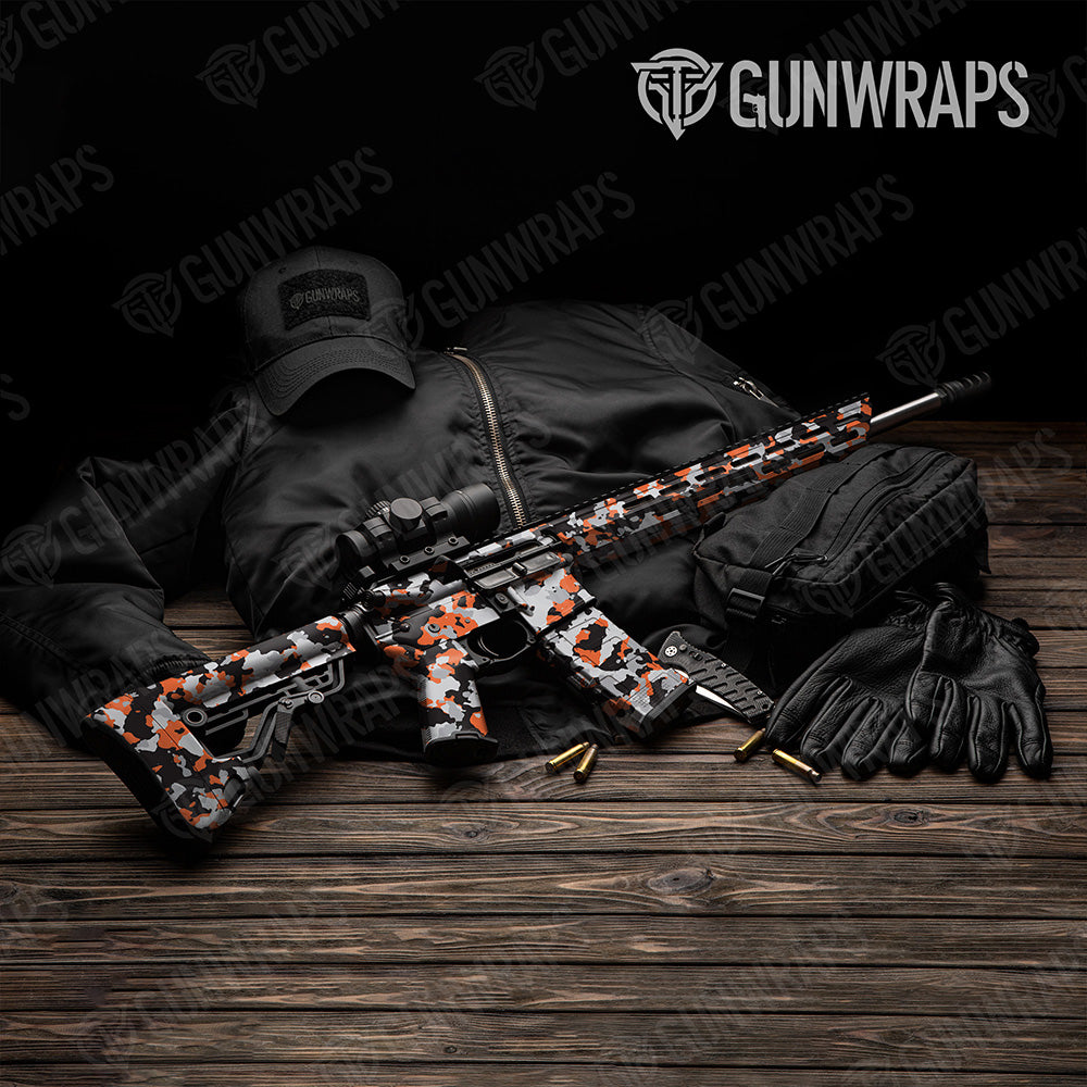 AR 15 Cumulus Orange Tiger Camo Gun Skin Vinyl Wrap