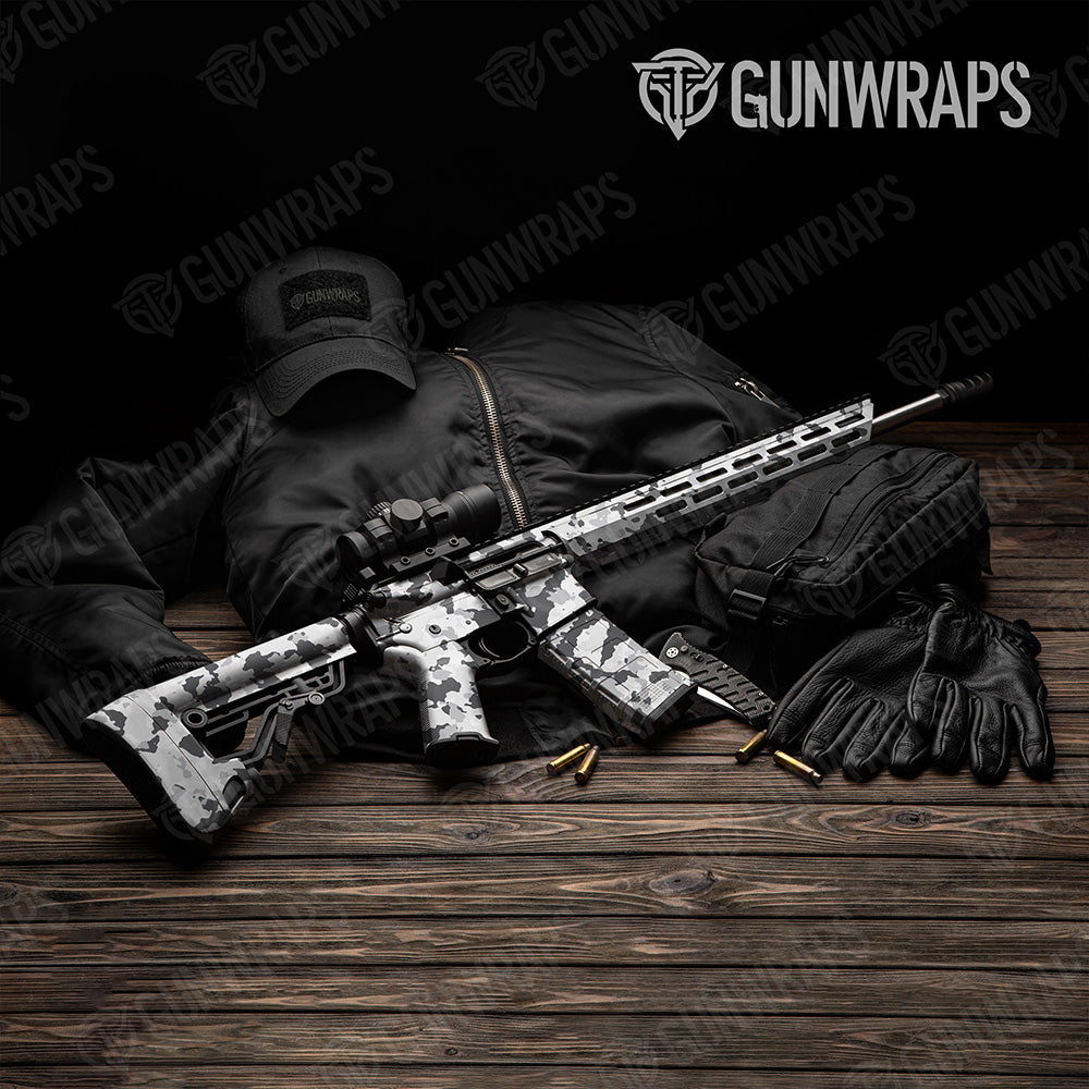 AR 15 Cumulus Snow Camo Gun Skin Vinyl Wrap