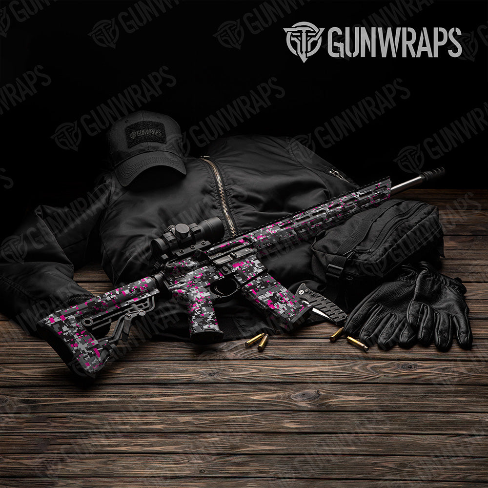 AR 15 Digital Urban Magenta Camo Gun Skin Vinyl Wrap