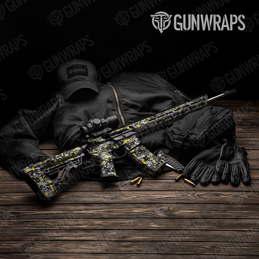 AR 15 Digital Urban Yellow Camo Gun Skin Vinyl Wrap