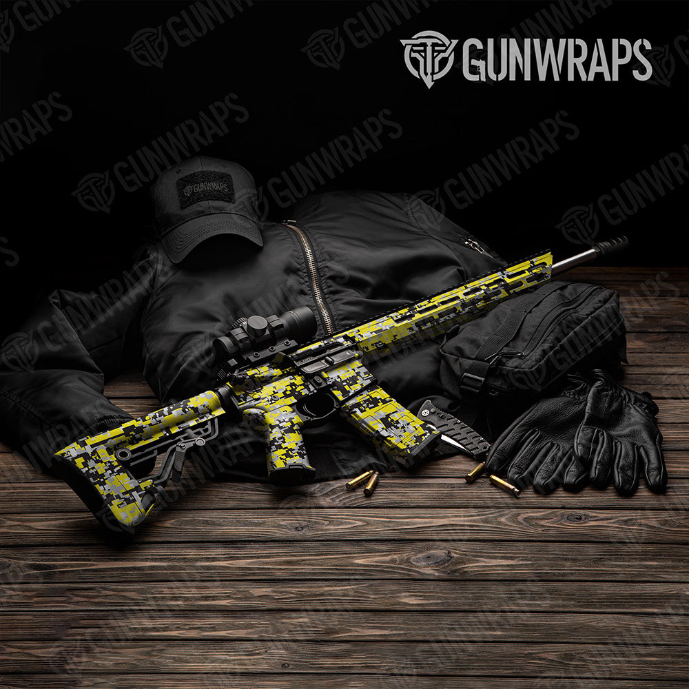 AR 15 Digital Yellow Tiger Camo Gun Skin Vinyl Wrap