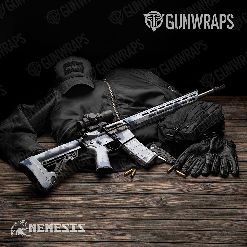 AR-15 Nemesis Snow Tundra Camo Gun Skin Vinyl Wrap