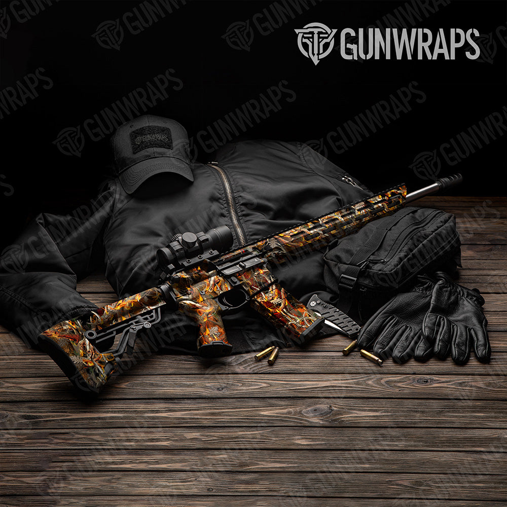 AR 15 Nature Burning Buck Skull Camo Gun Skin Vinyl Wrap