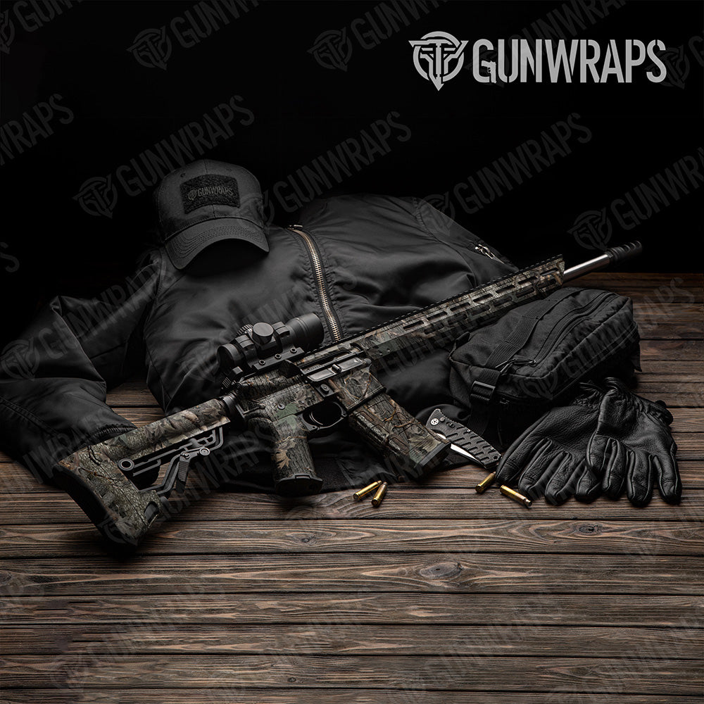 AR 15 Nature Mossy Woodland Camo Gun Skin Vinyl Wrap