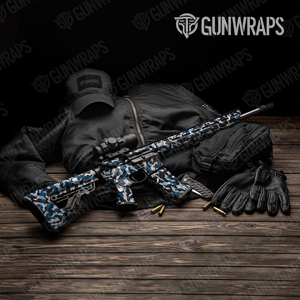 AR 15 Ragged Blue Tiger Camo Gun Skin Vinyl Wrap