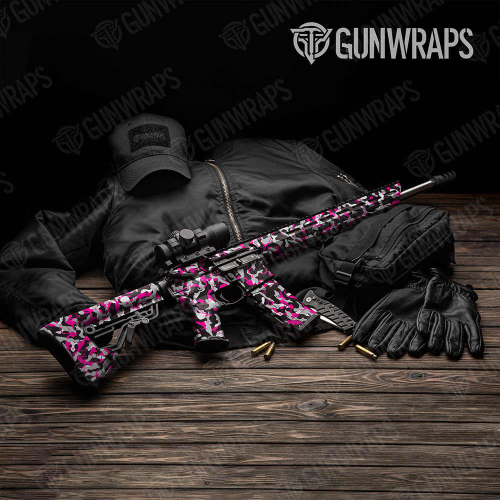 AR 15 Ragged Magenta Tiger Camo Gun Skin Vinyl Wrap