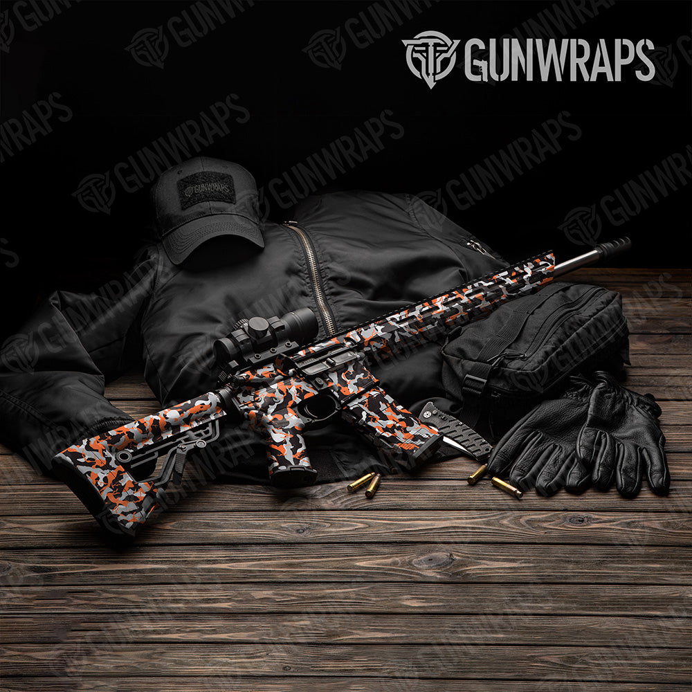 AR 15 Ragged Orange Tiger Camo Gun Skin Vinyl Wrap