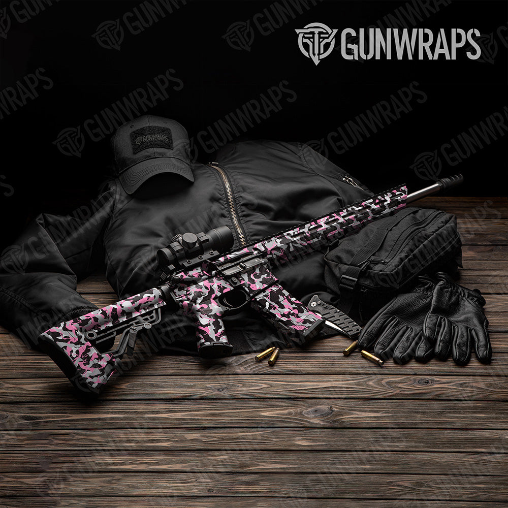 AR 15 Ragged Pink Tiger Camo Gun Skin Vinyl Wrap