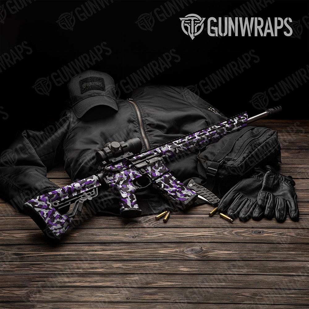 AR 15 Ragged Purple Tiger Camo Gun Skin Vinyl Wrap