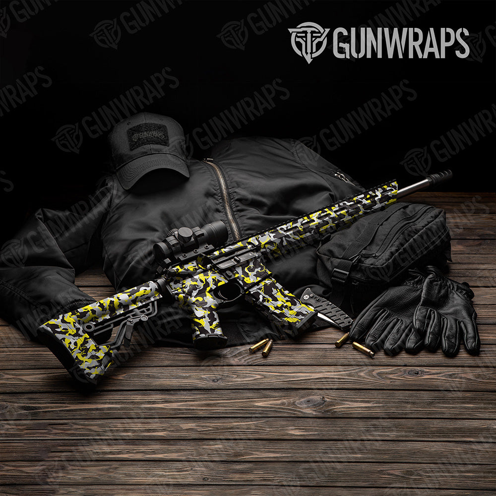 AR 15 Ragged Yellow Tiger Camo Gun Skin Vinyl Wrap