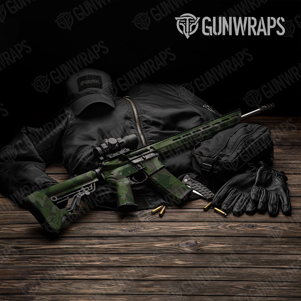 AR 15 Shattered Army Dark Green Camo Gun Skin Vinyl Wrap