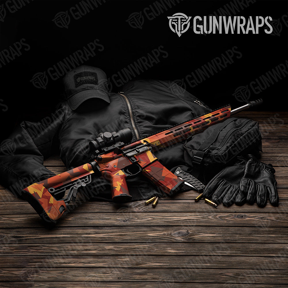 AR 15 Shattered Autumn Camo Gun Skin Vinyl Wrap