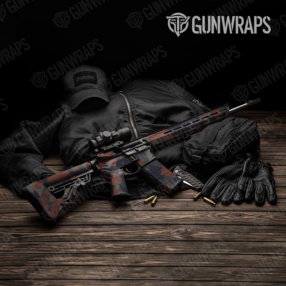 AR 15 Shattered Blue Copper Camo Gun Skin Vinyl Wrap