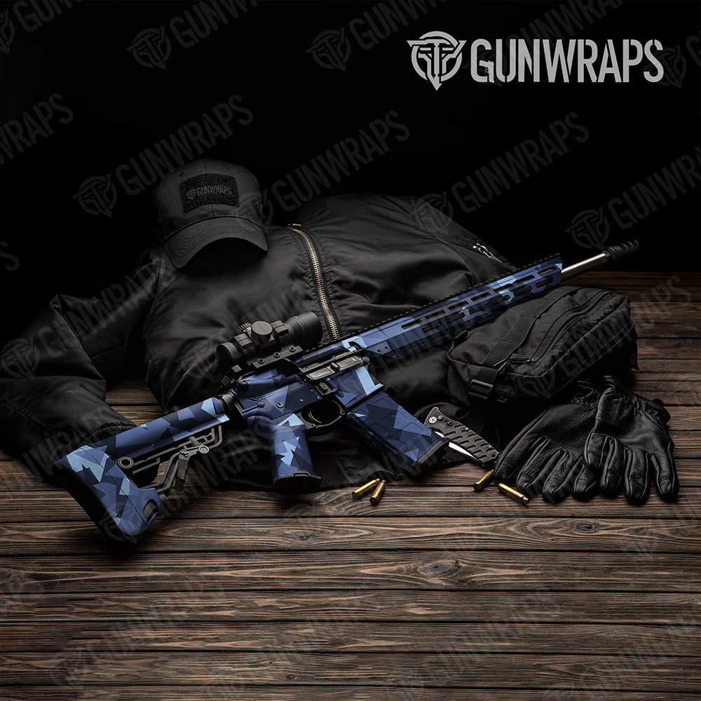 AR 15 Shattered Blue Urban Night Camo Gun Skin Vinyl Wrap