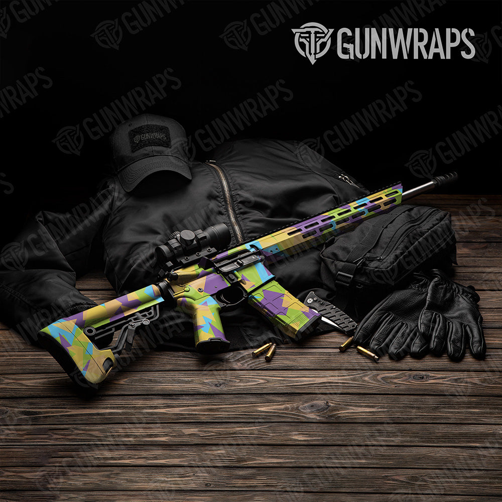 AR 15 Shattered Carnival Camo Gun Skin Vinyl Wrap