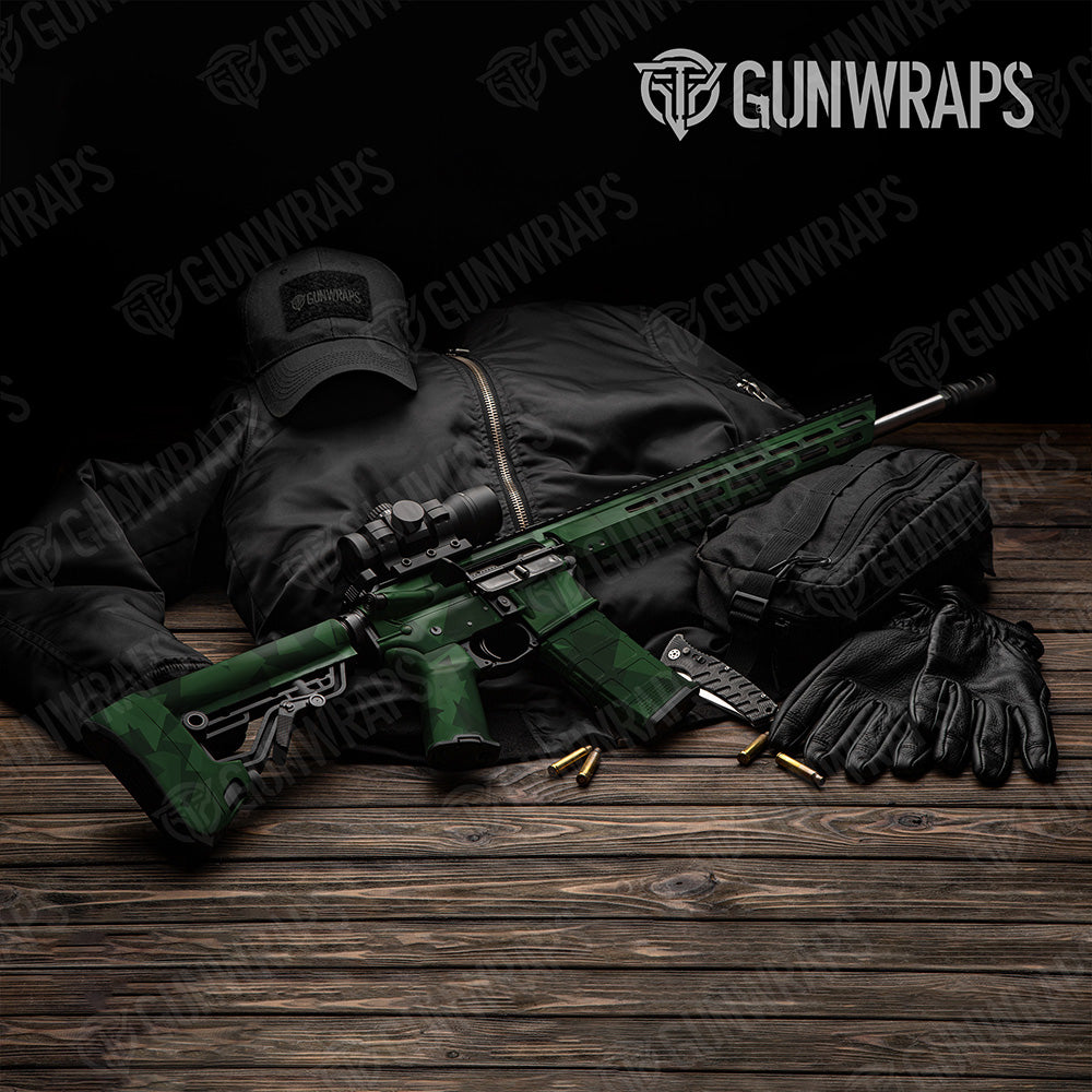 AR 15 Shattered Elite Green Camo Gun Skin Vinyl Wrap