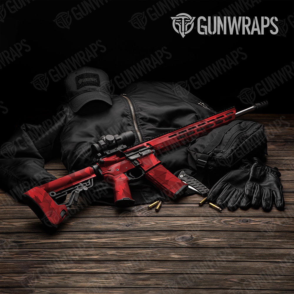 AR 15 Shattered Elite Red Camo Gun Skin Vinyl Wrap