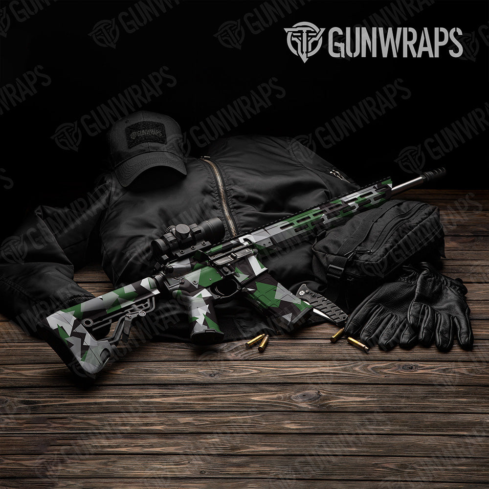 AR 15 Shattered Green Tiger Camo Gun Skin Vinyl Wrap