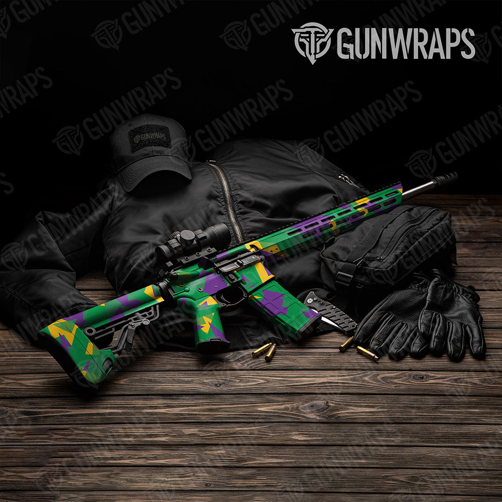 AR 15 Shattered Mardi Gras Camo Gun Skin Vinyl Wrap