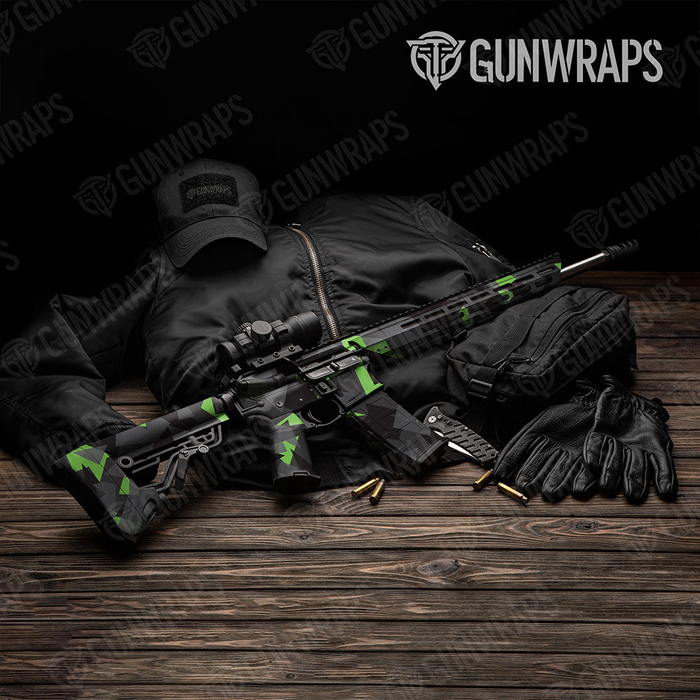 AR 15 Shattered Metro Green Camo Gun Skin Vinyl Wrap