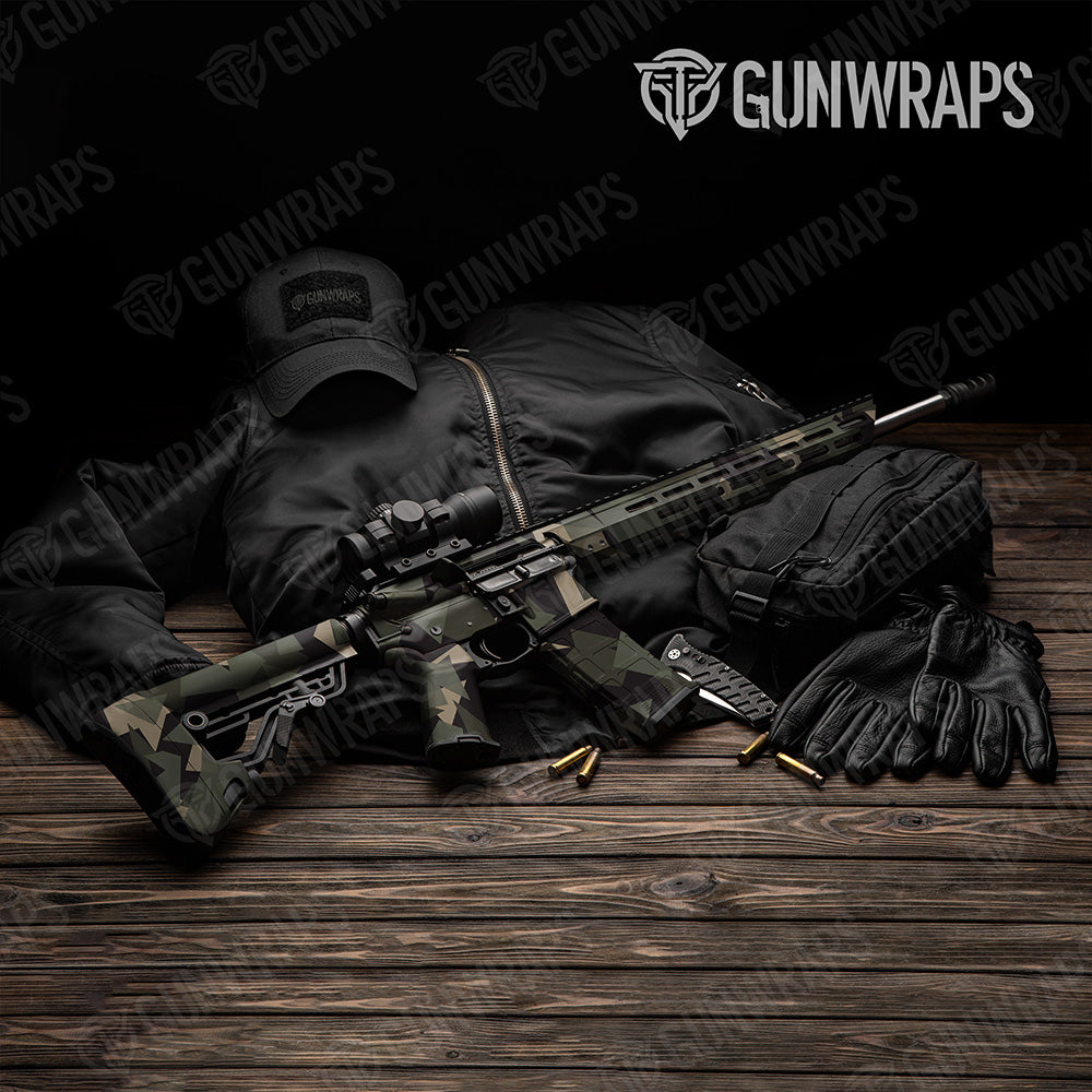 AR 15 Shattered Militant Green Camo Gun Skin Vinyl Wrap