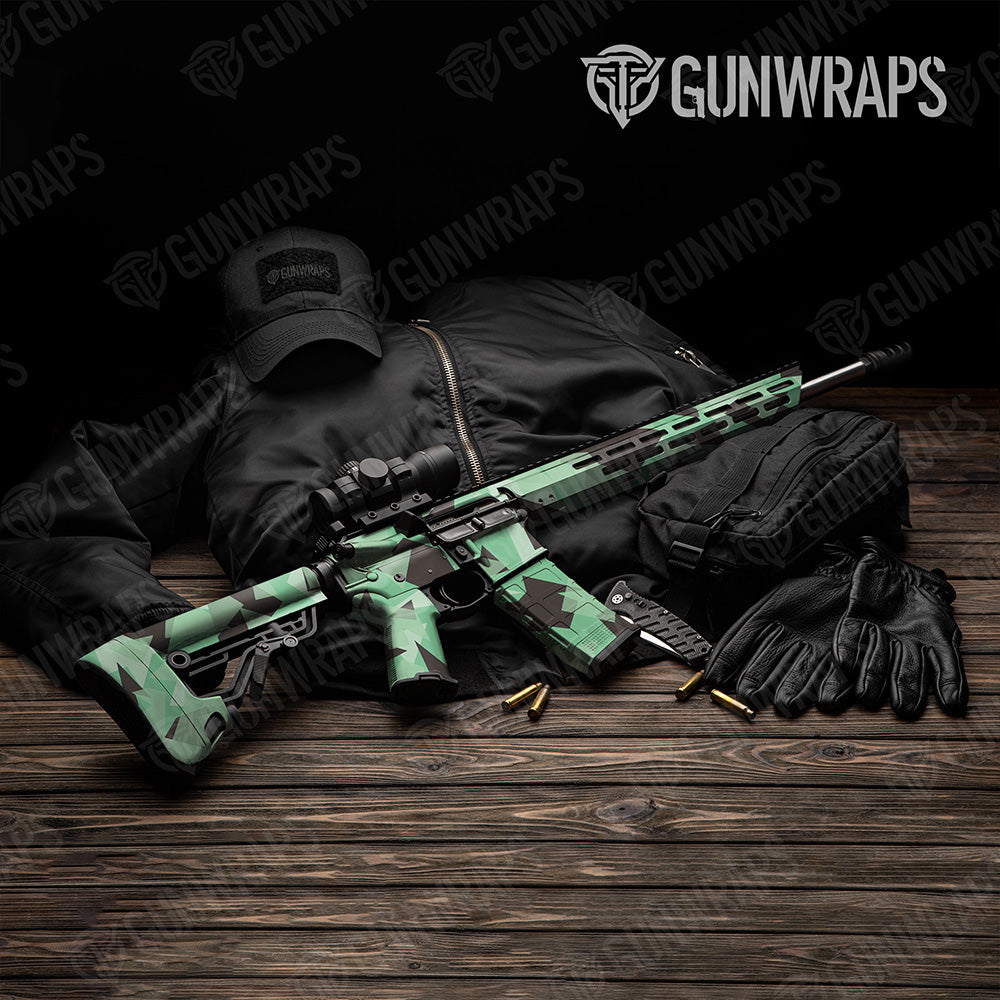 AR 15 Shattered Mint Chocolate Chip Camo Gun Skin Vinyl Wrap