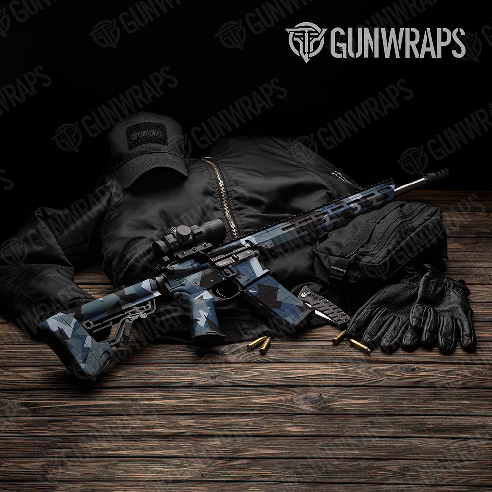 AR 15 Shattered Navy Camo Gun Skin Vinyl Wrap