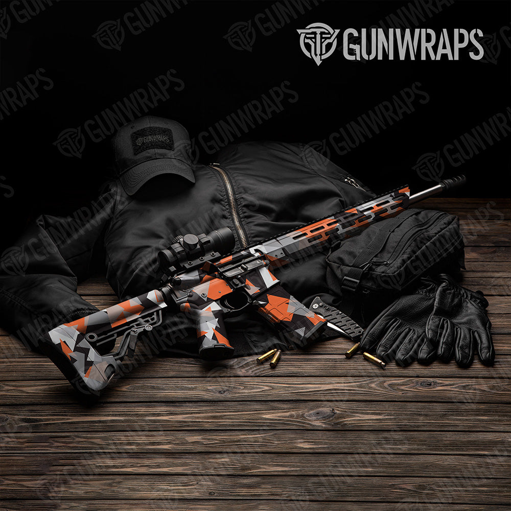 AR 15 Shattered Orange Tiger Camo Gun Skin Vinyl Wrap