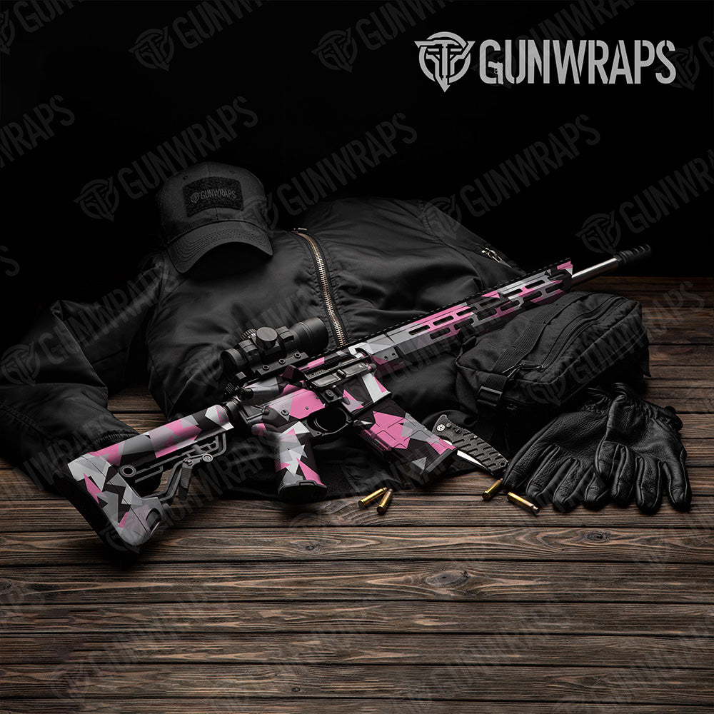 AR 15 Shattered Pink Tiger Camo Gun Skin Vinyl Wrap