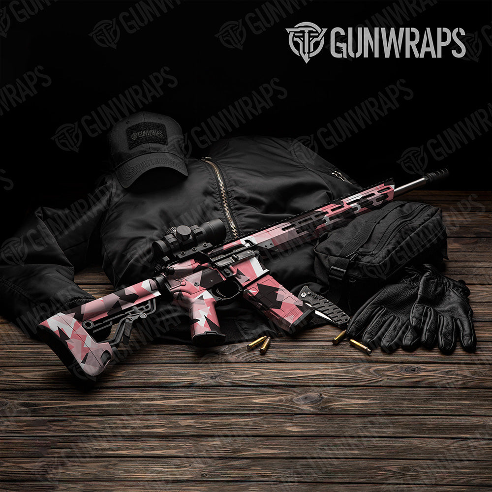 AR 15 Shattered Pink Camo Gun Skin Vinyl Wrap