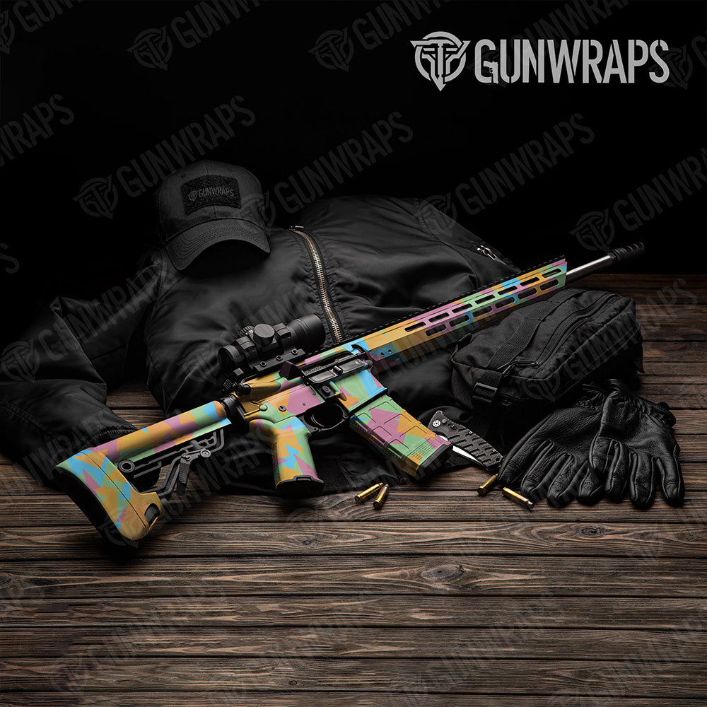 AR 15 Shattered Sherbert Camo Gun Skin Vinyl Wrap