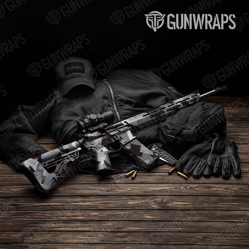 AR 15 Shattered Urban Night Camo Gun Skin Vinyl Wrap