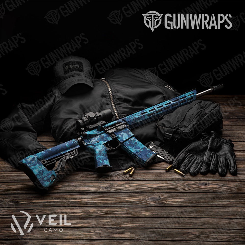 AR 15 Veil Stoke Aqua Camo Gun Skin Vinyl Wrap