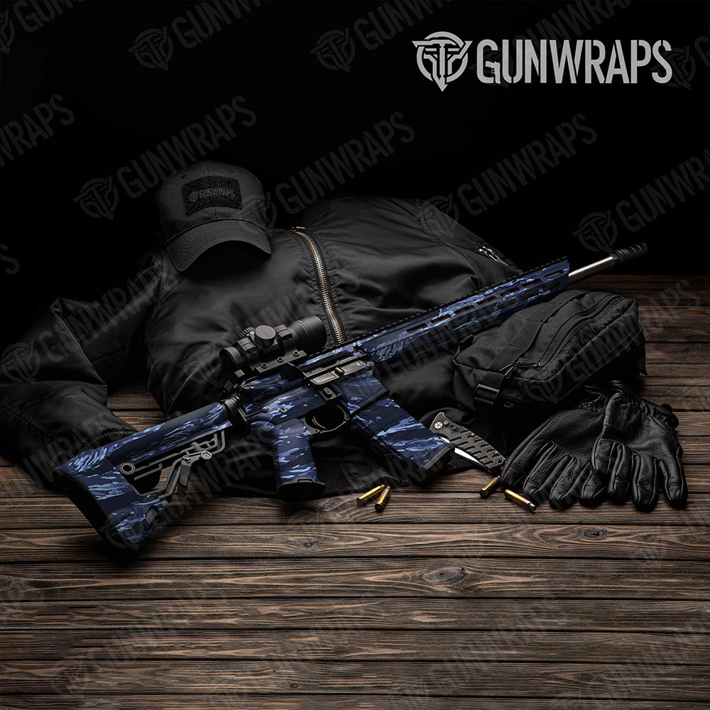 AR 15 Vietnam Tiger Stripe Blue Urban Night Camo Gun Skin Vinyl Wrap