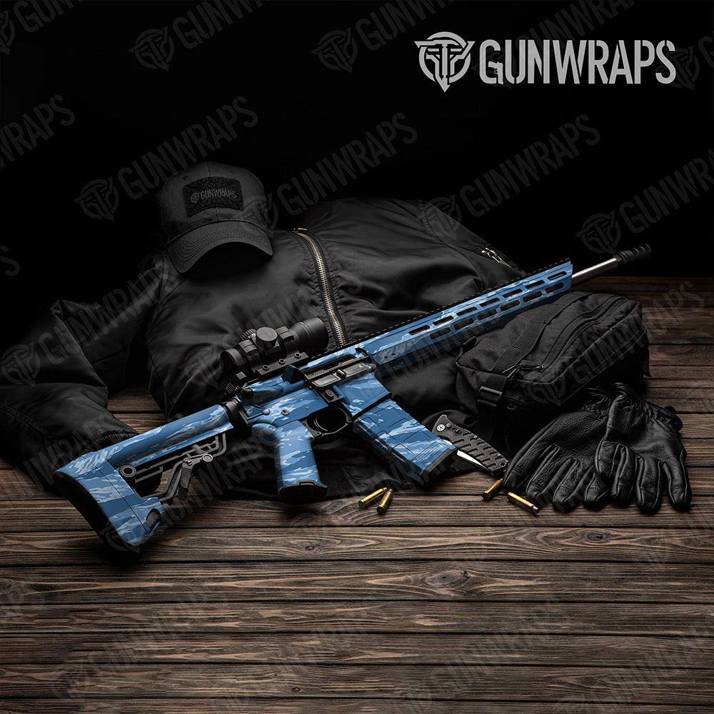 AR 15 Vietnam Tiger Stripe Cool Blue Camo Gun Skin Vinyl Wrap