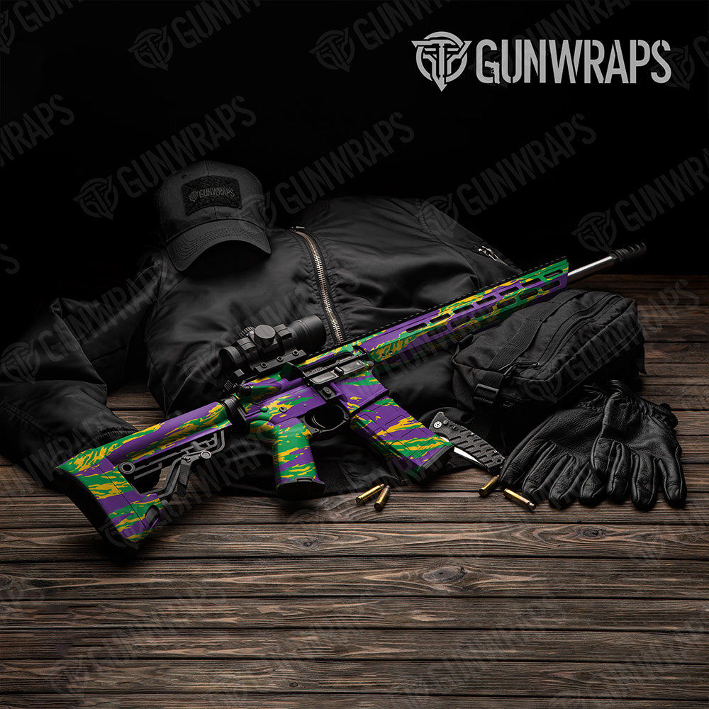 AR 15 Vietnam Tiger Stripe Mardi Gras Camo Gun Skin Vinyl Wrap