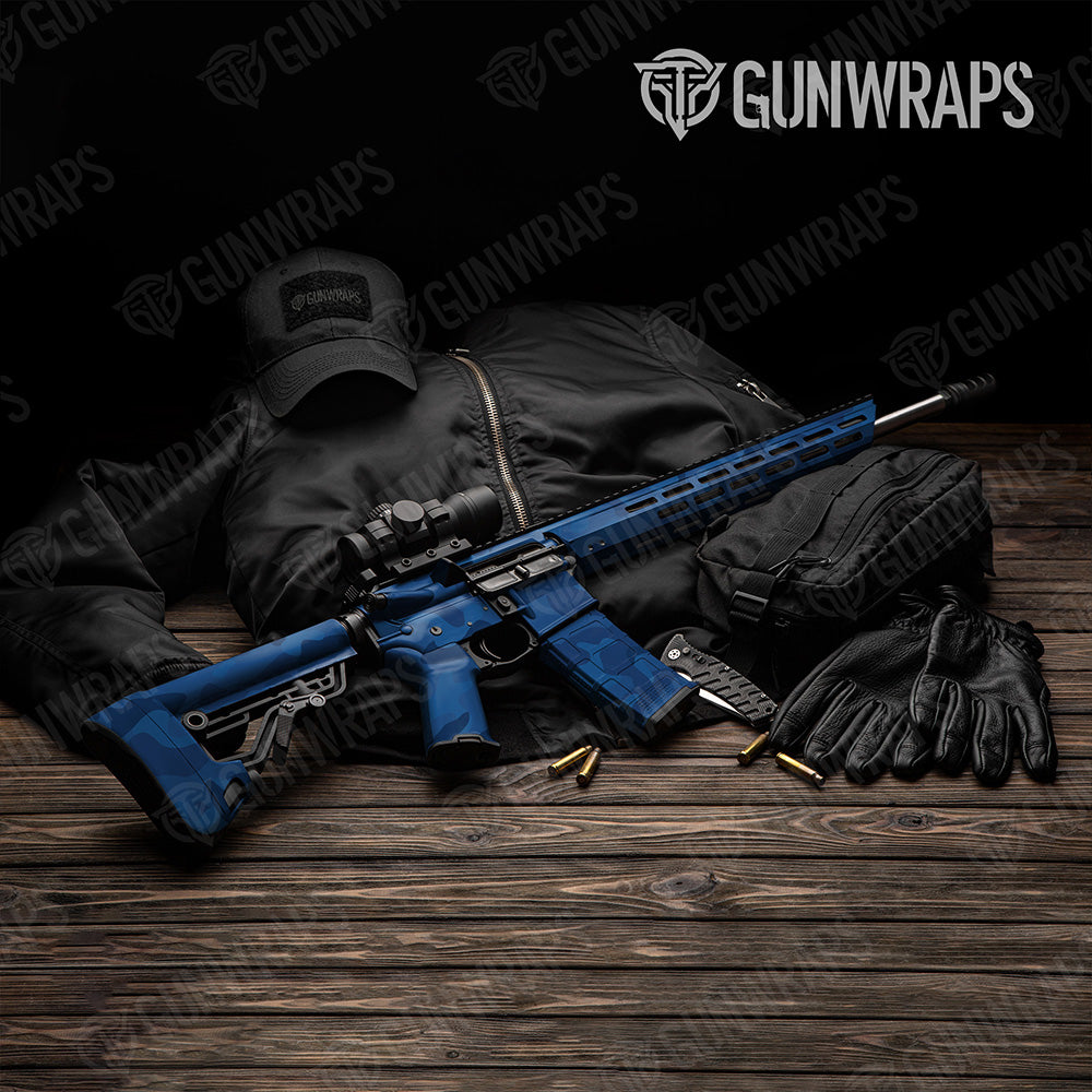 AR 15 Classic XL Elite Blue Camo Gun Skin Vinyl Wrap