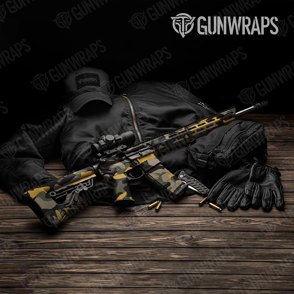 AR 15 Classic XL Militant Yellow Camo Gun Skin Vinyl Wrap