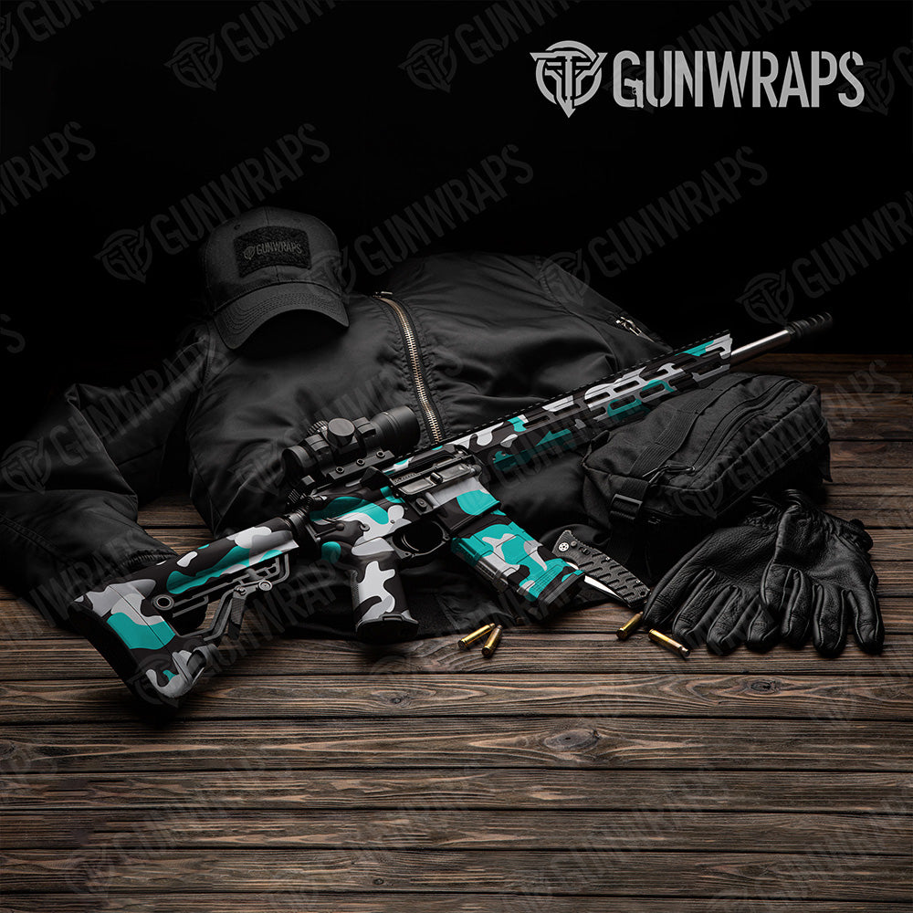 AR 15 Classic XL Tiffany Blue Tiger Camo Gun Skin Vinyl Wrap