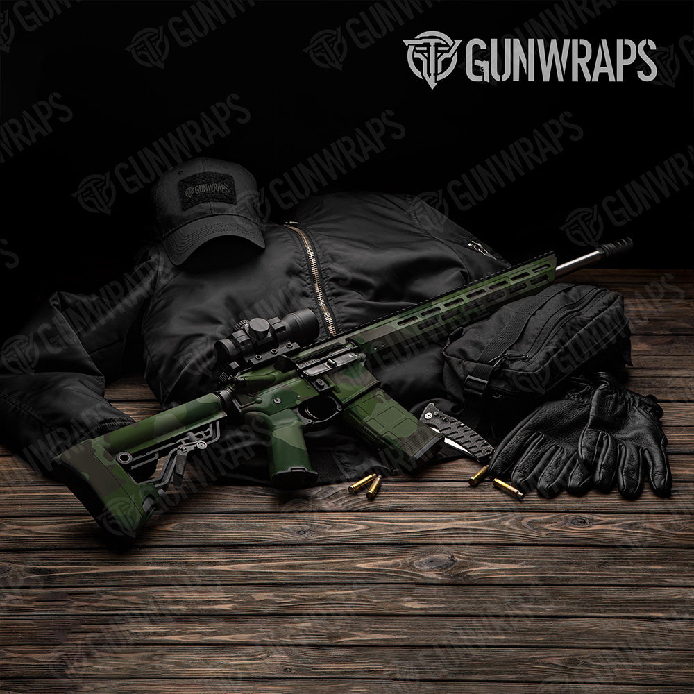 AR 15 Cumulus XL Army Dark Green Camo Gun Skin Vinyl Wrap