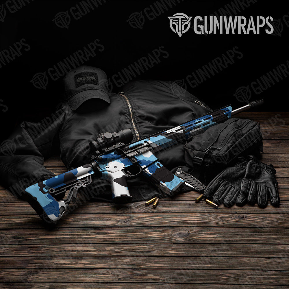 AR 15 Cumulus XL Baby Blue Camo Gun Skin Vinyl Wrap