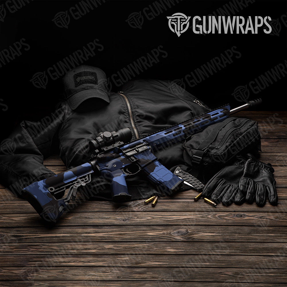 AR 15 Cumulus XL Blue Midnight Camo Gun Skin Vinyl Wrap