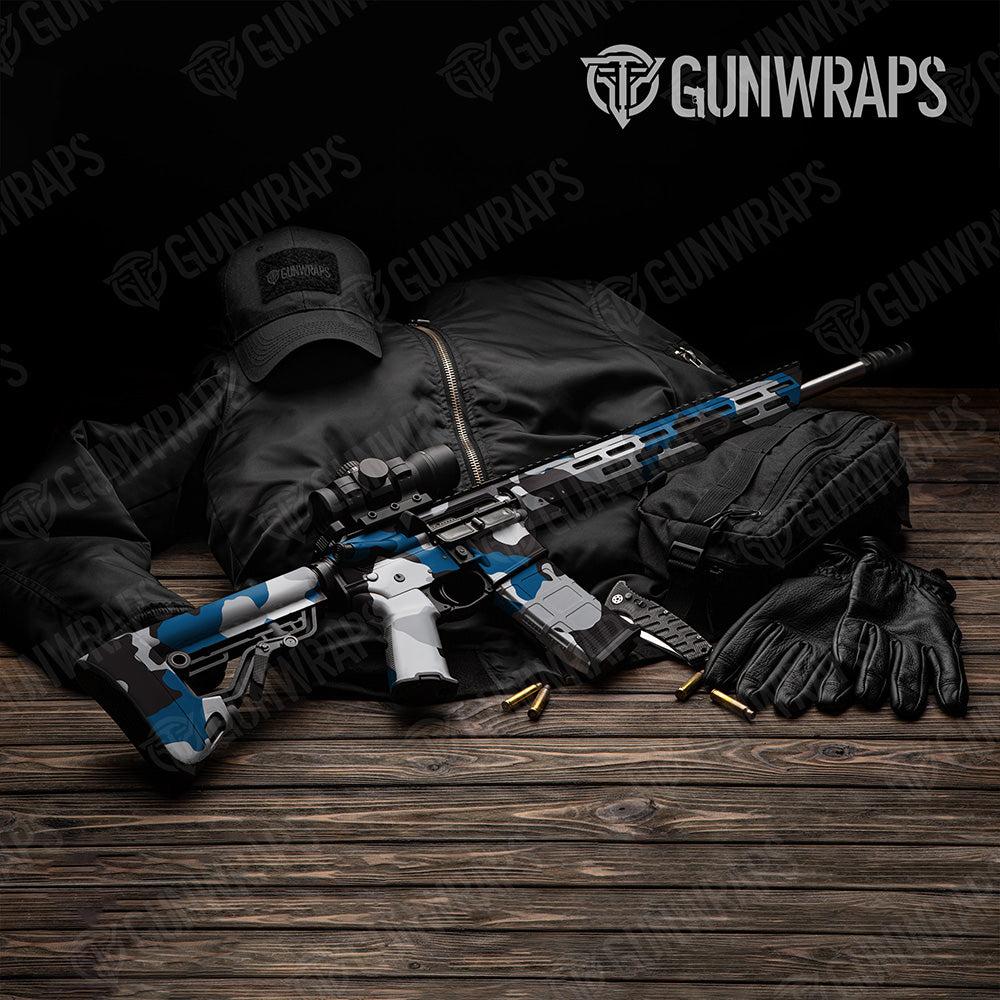 AR 15 Cumulus XL Blue Tiger Camo Gun Skin Vinyl Wrap