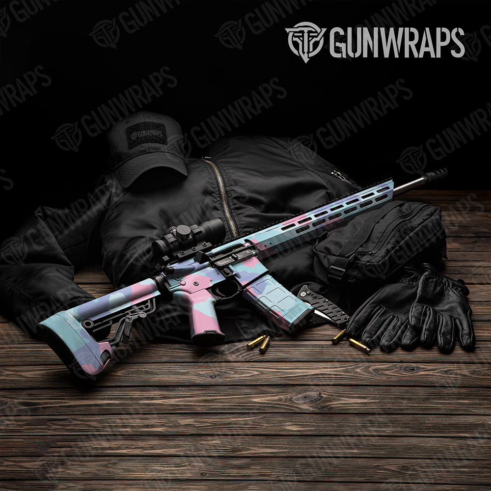 AR 15 Cumulus XL Cotton Candy Camo Gun Skin Vinyl Wrap