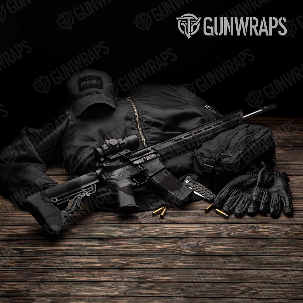 AR 15 Cumulus XL Elite Black Camo Gun Skin Vinyl Wrap