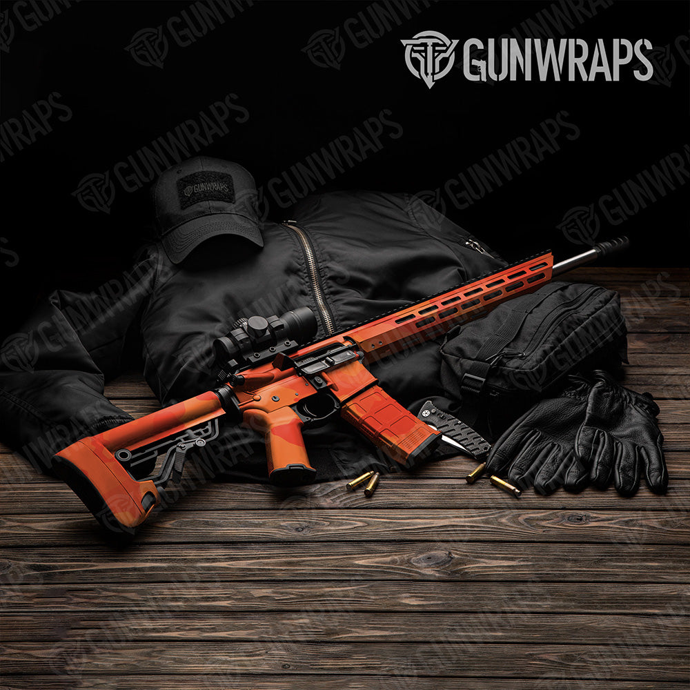 AR 15 Cumulus XL Elite Orange Camo Gun Skin Vinyl Wrap