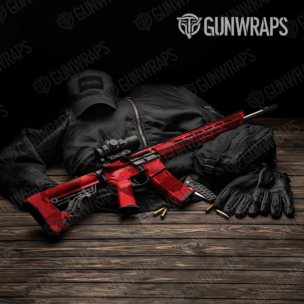 AR 15 Cumulus XL Elite Red Camo Gun Skin Vinyl Wrap